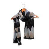 RETRO BURNT MAHOGANY AND GREY FUSION WOOL SCARF